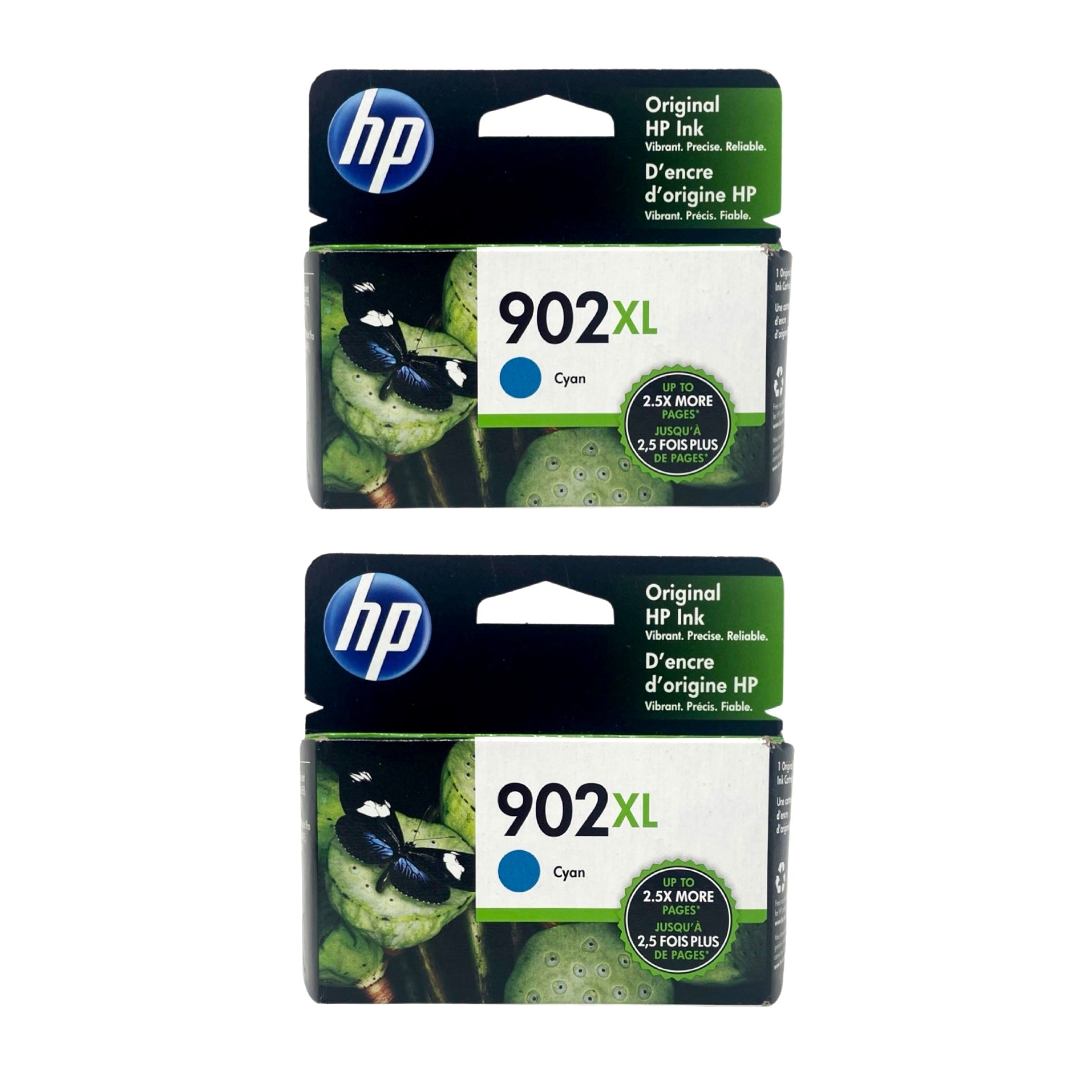 Genuine HP 902XL Cyan High Yield Ink Cartridges, 2-Pack