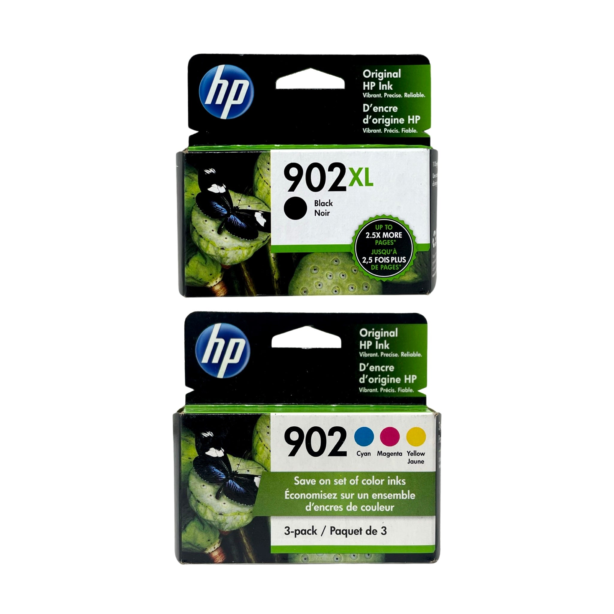 HP 902XL / HP 902 Ink SET - Combo 4 Pack -Black Cyan Magenta Yellow - Original HP LaserJet Ink Cartridges (T0A39AN)