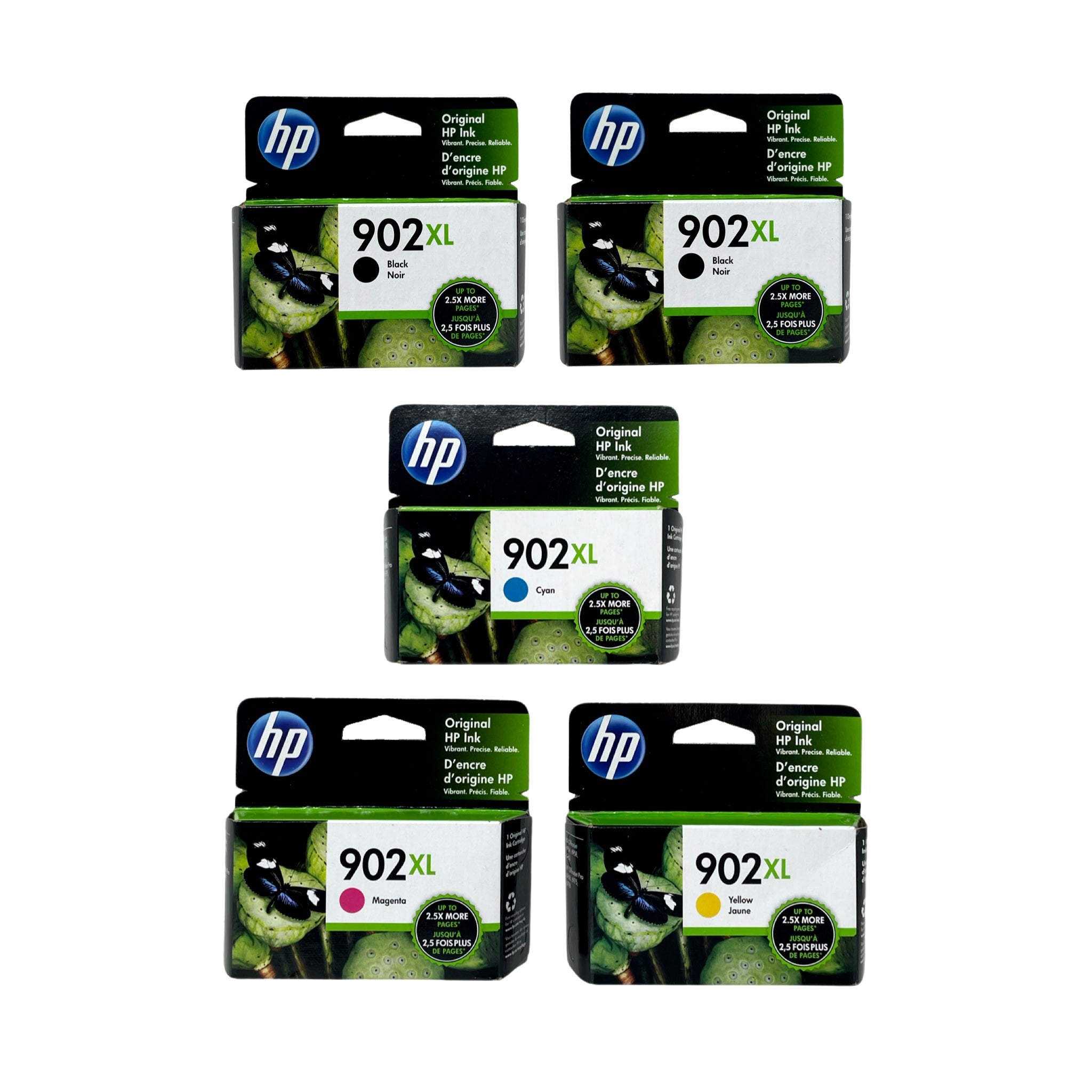 HP 902XL High Yield Ink 5 Pack - Black Cyan Magenta Yellow - Original HP Ink Cartridges (6ZA01AN