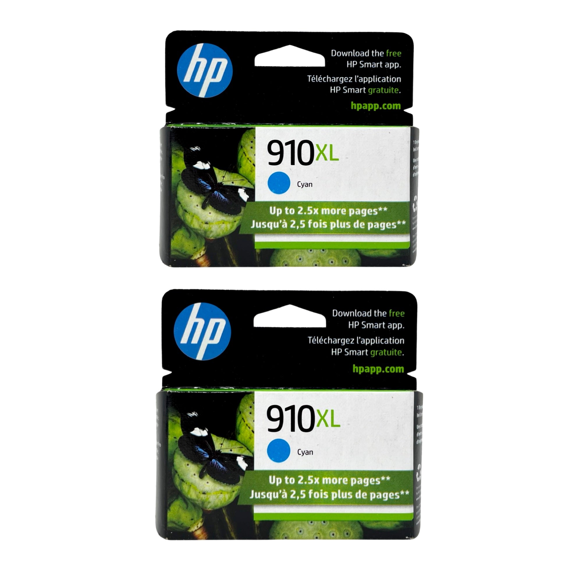 Genuine HP 910XL Cyan High Yield Ink Cartridges, 2-Pack