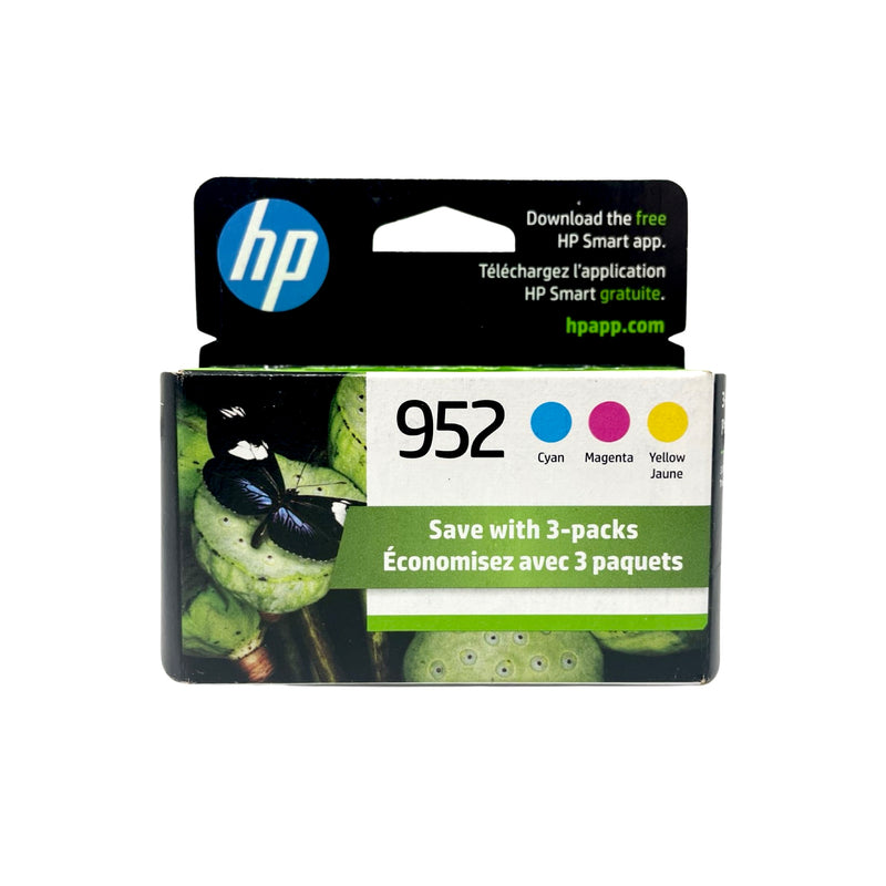 Genuine HP 952 Cyan, Magenta, Yellow Ink Cartridge 3-Pack (N9K27AN) - Expires 2026/2027