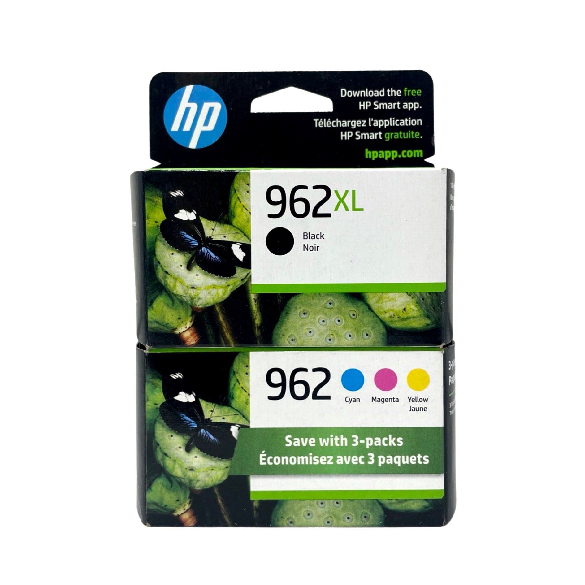 Genuine HP 962XL/962 Black High Yield, Cyan/Magenta/Yellow Standard Yield Cartridges, 4/Pack (3JB34AN)