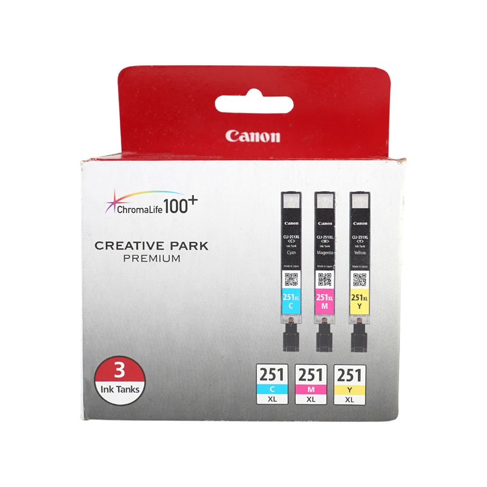 Genuine Canon CLI 251XL 3 Color Combination Ink Cartridges, High Yield, 3/Pack (6449B009)