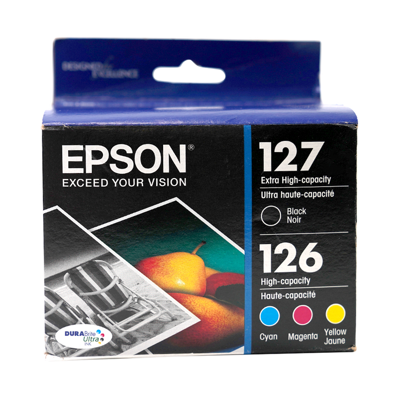 Genuine Epson 127/126 Black, Cyan, Magenta, and Yellow Ink Cartridges,