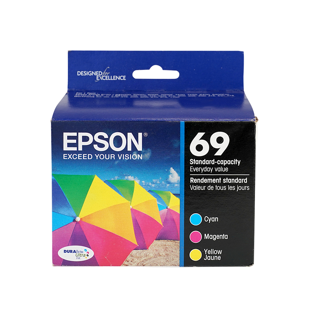 Genuine Epson 69 Color Combination Ink Cartridges, Standard Yield 3/Pack (T069520)
