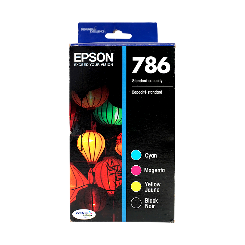 Genuine Epson 786 Black/Color Ink Cartridges, Standard, 4/Pack (T786120-BCS)