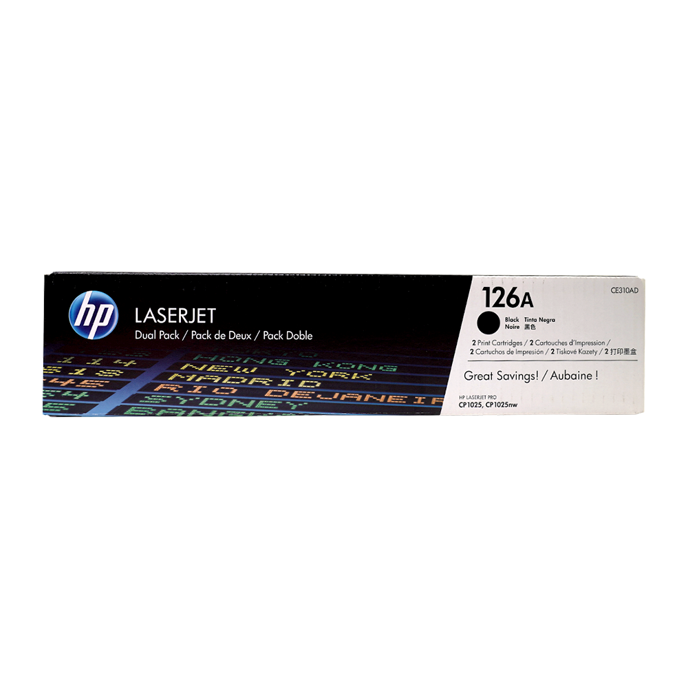 Genuine HP 126A Black 2-Pack CE310AD LaserJet Toner Cartridges Dual Pack