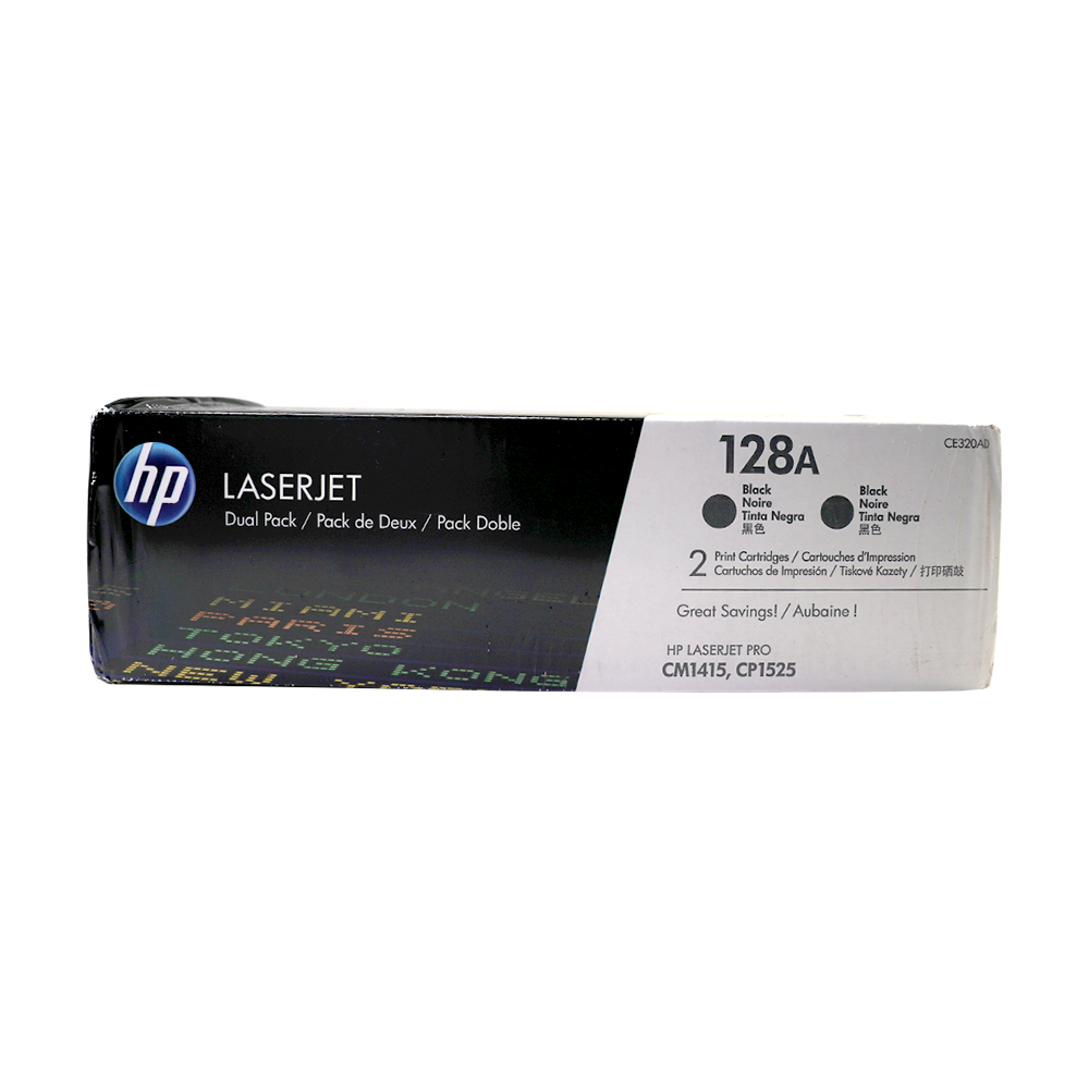 Genuine HP 128A Black 2-Pack CE320AD LaserJet Toner Cartridges Dual Pack