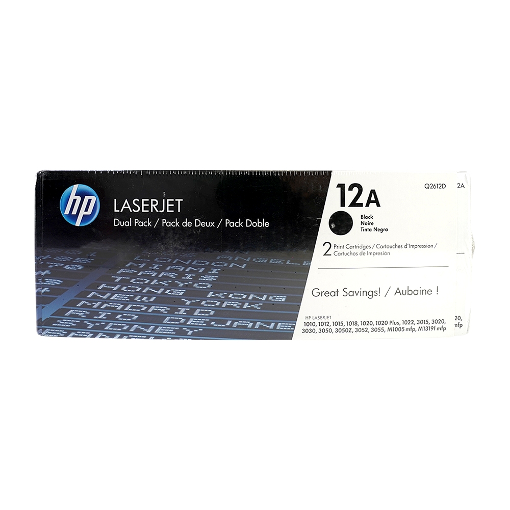 Genuine HP 12A 2-Pack Q2612D Dual Pack Black LaserJet Toner Cartridge