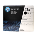 Genuine HP 42X 2-Pack Q5942XD Black High-Yield LaserJet Toner Cartridges Dual Pack