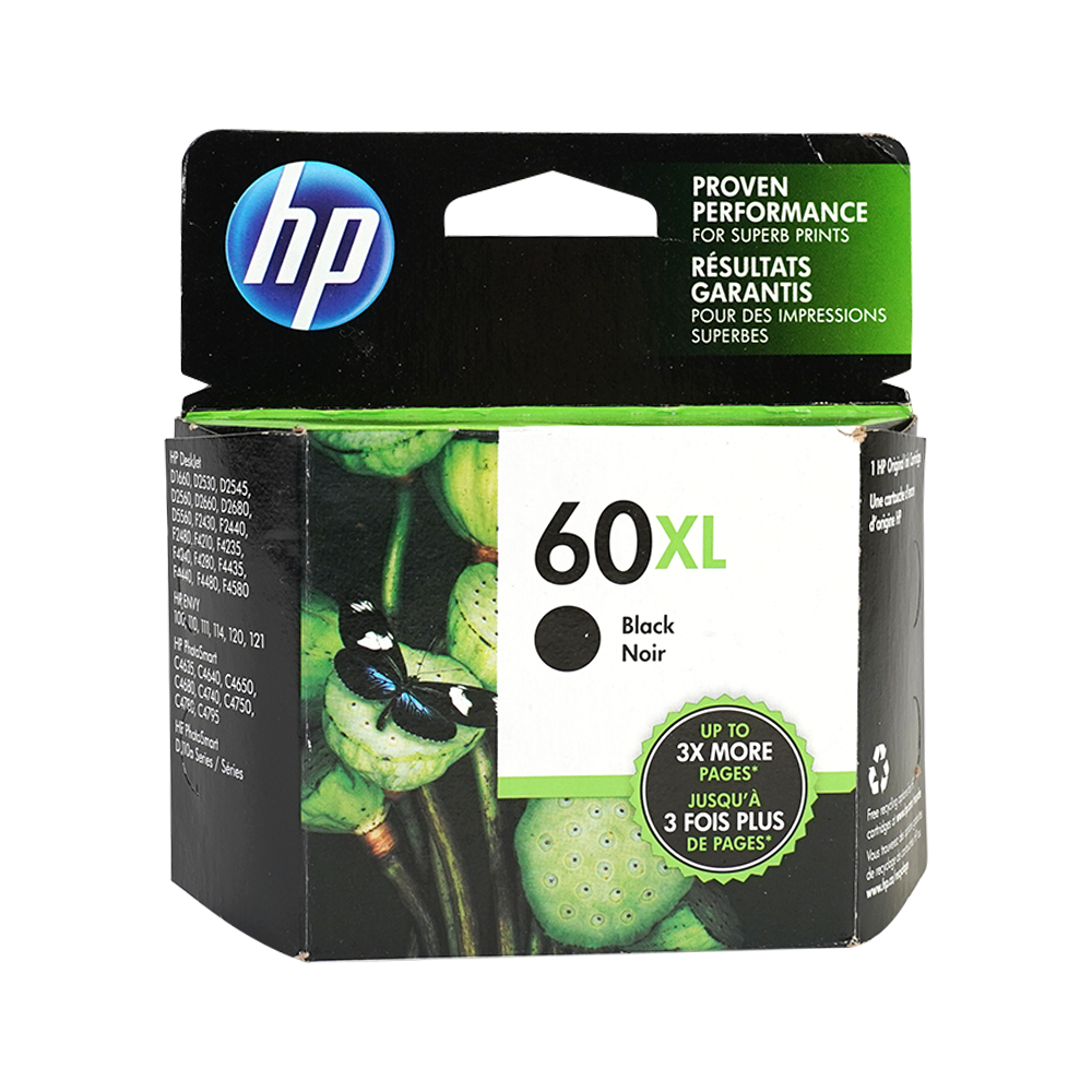 Genuine HP 60XL Black Ink Cartridge, High-Yield (CC641WN)