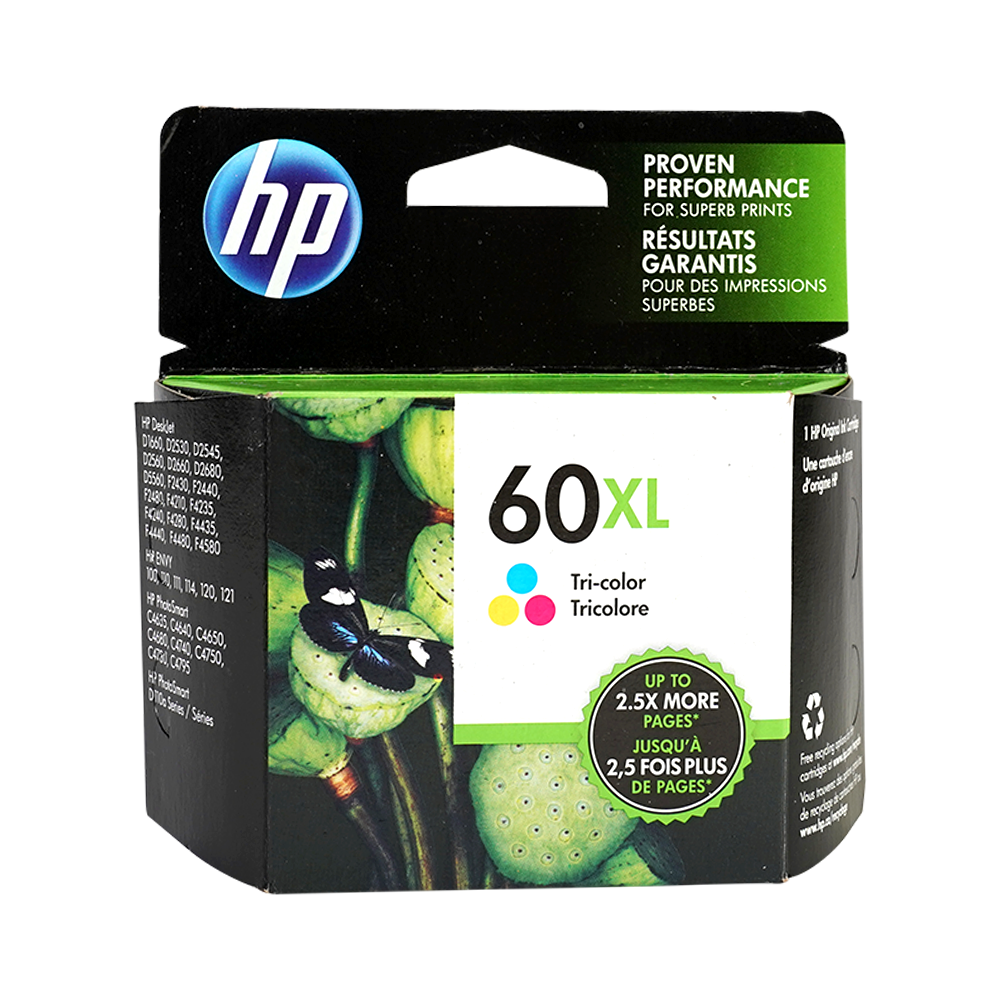 Genuine HP 60XL Tri-Color Ink Cartridge, High-Yield (CC644WN)