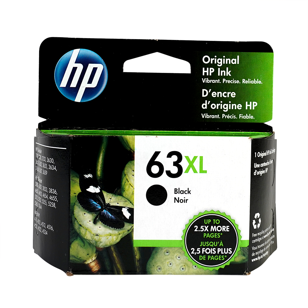 Genuine HP 63XL Black Ink Cartridge, High Yield (F6U64AN)