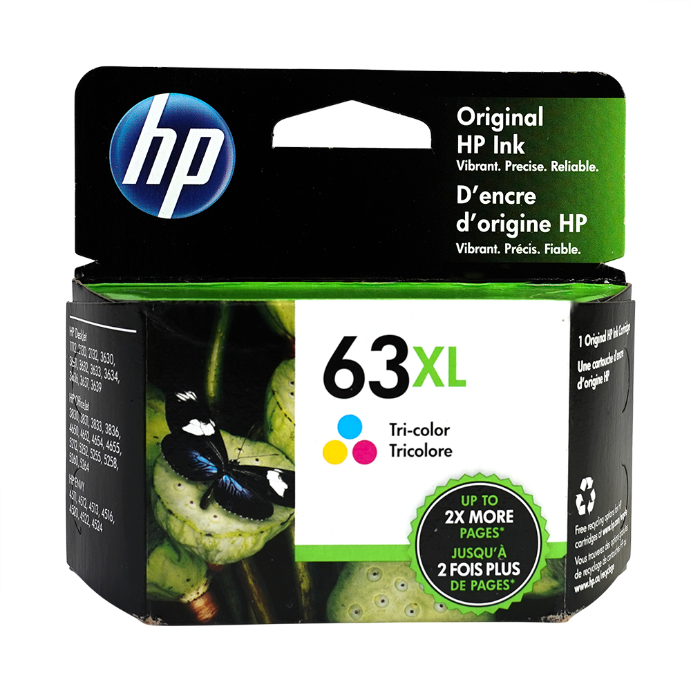 Genuine HP 63XL Tri-Color Ink Cartridge, High-Yield (F6U63AN
