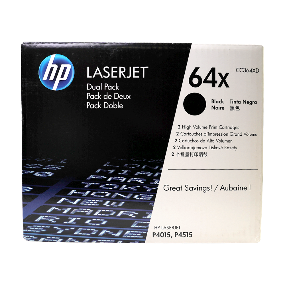 Genuine HP 64X 2-Pack CC364XD Black High-Yield Laser Toner Cartridges Dual Pack
