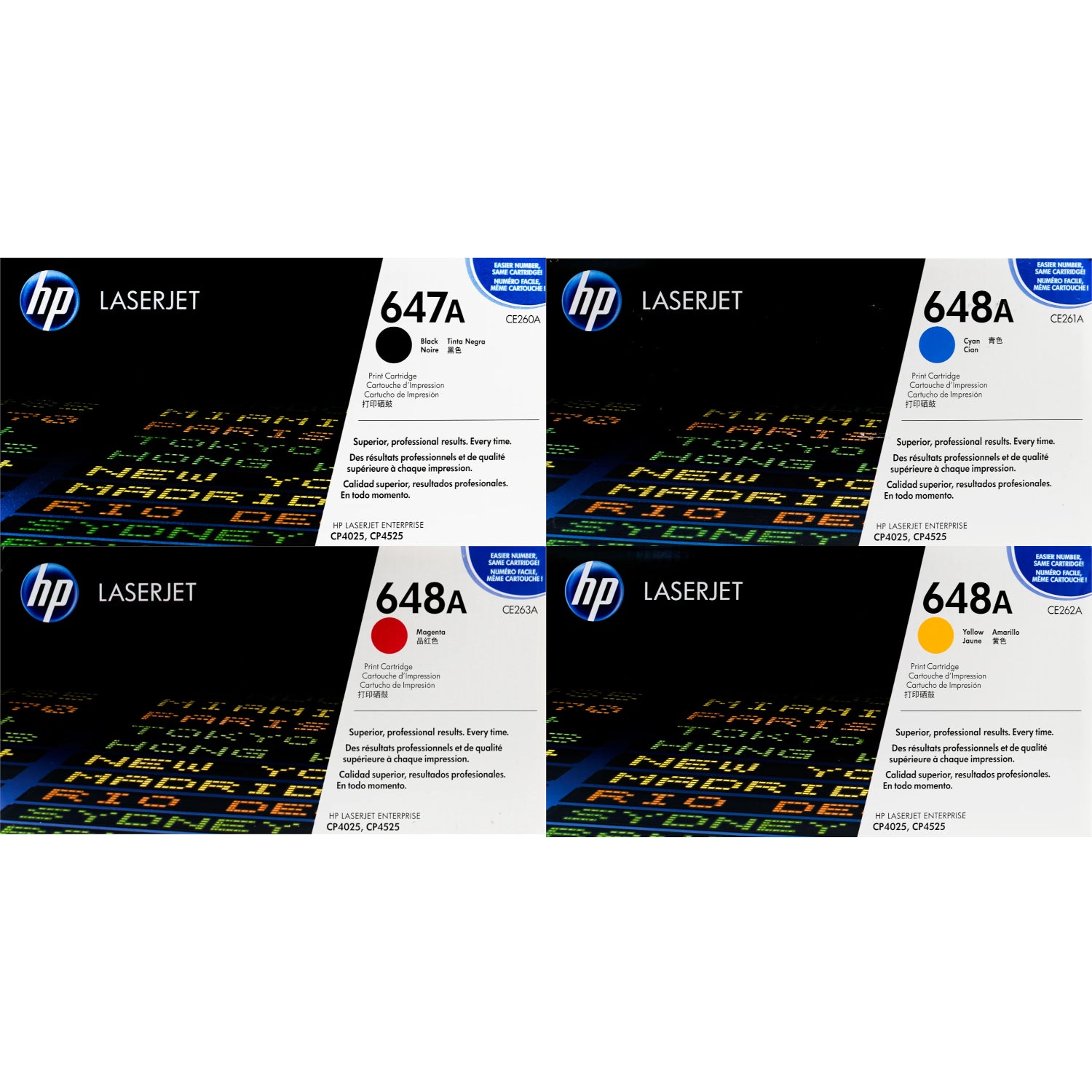 Genuine HP 647A 648A SET CE260A CE261A CE262A CE263A Black Cyan Magenta Yellow LaserJet Toner Cartridges
