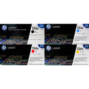 HP 124A Toner 5 pack - Q6000AD Q6001A Q6002A Q6003A- Black Cyan Magenta Yellow - Original HP LaserJet Toner Cartridges