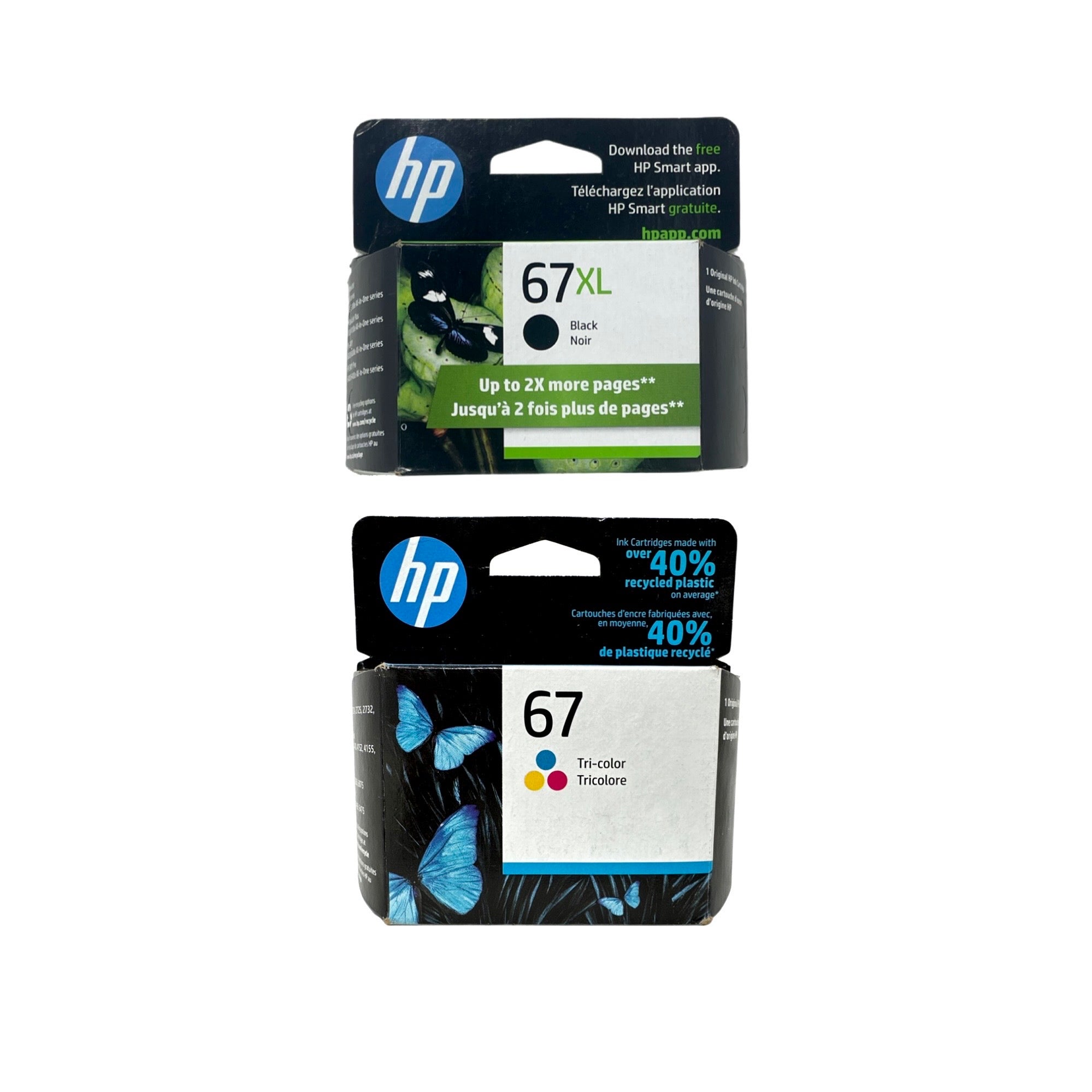 HP 67XL / HP 67 Ink SET - Combo 2 Pack -Black Tri Color - Original HP LaserJet Ink Cartridges