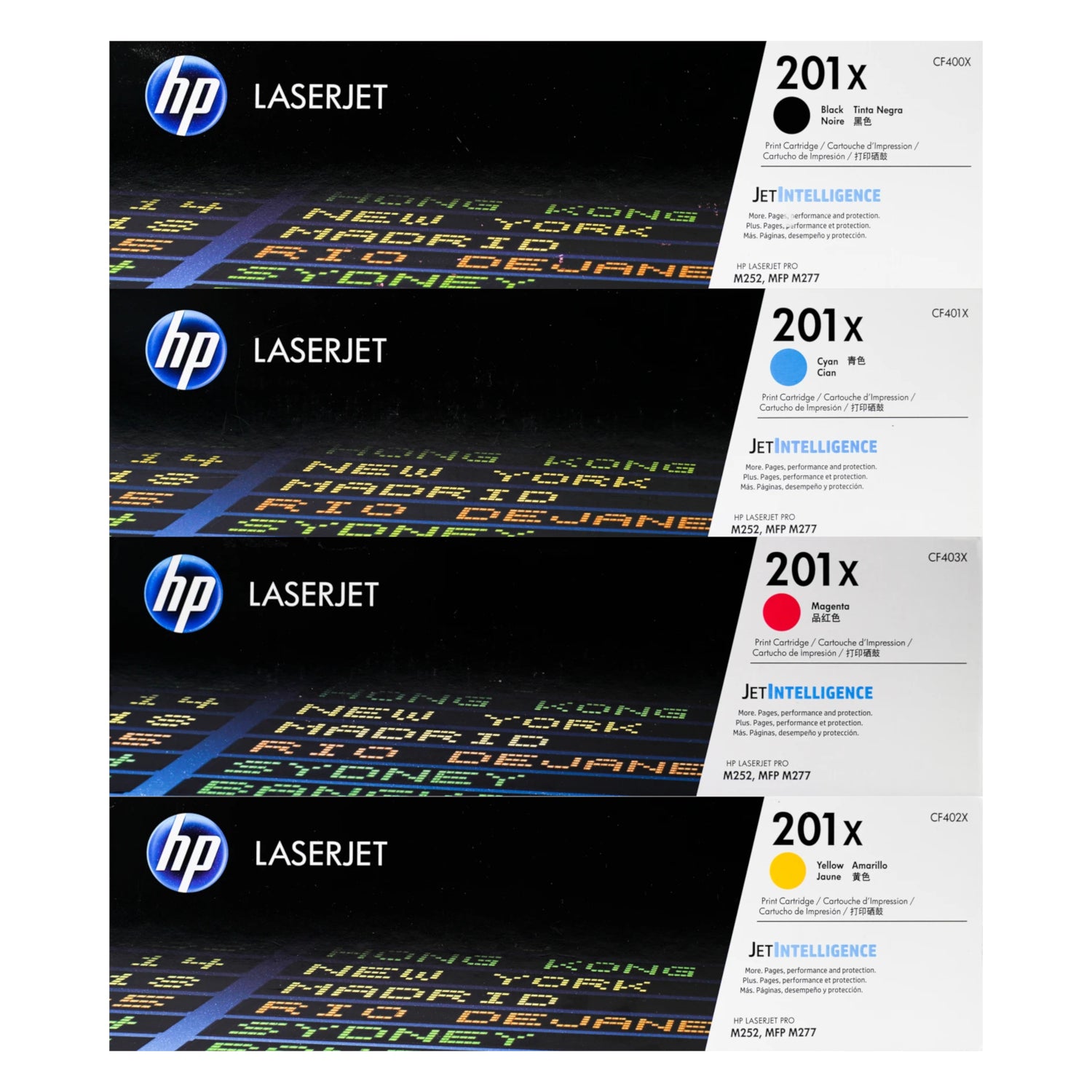 HP 201X High Yield Toner 4 Pack - CF400X CF401X CF402X CF403X - Black