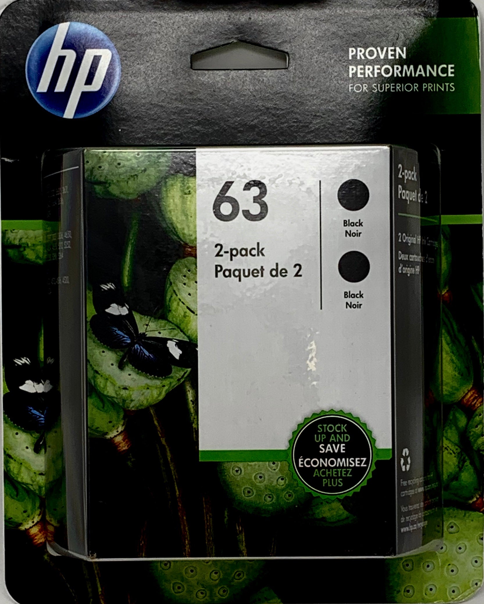 Genuine HP 63 Black Ink Cartridges (T0A53AN