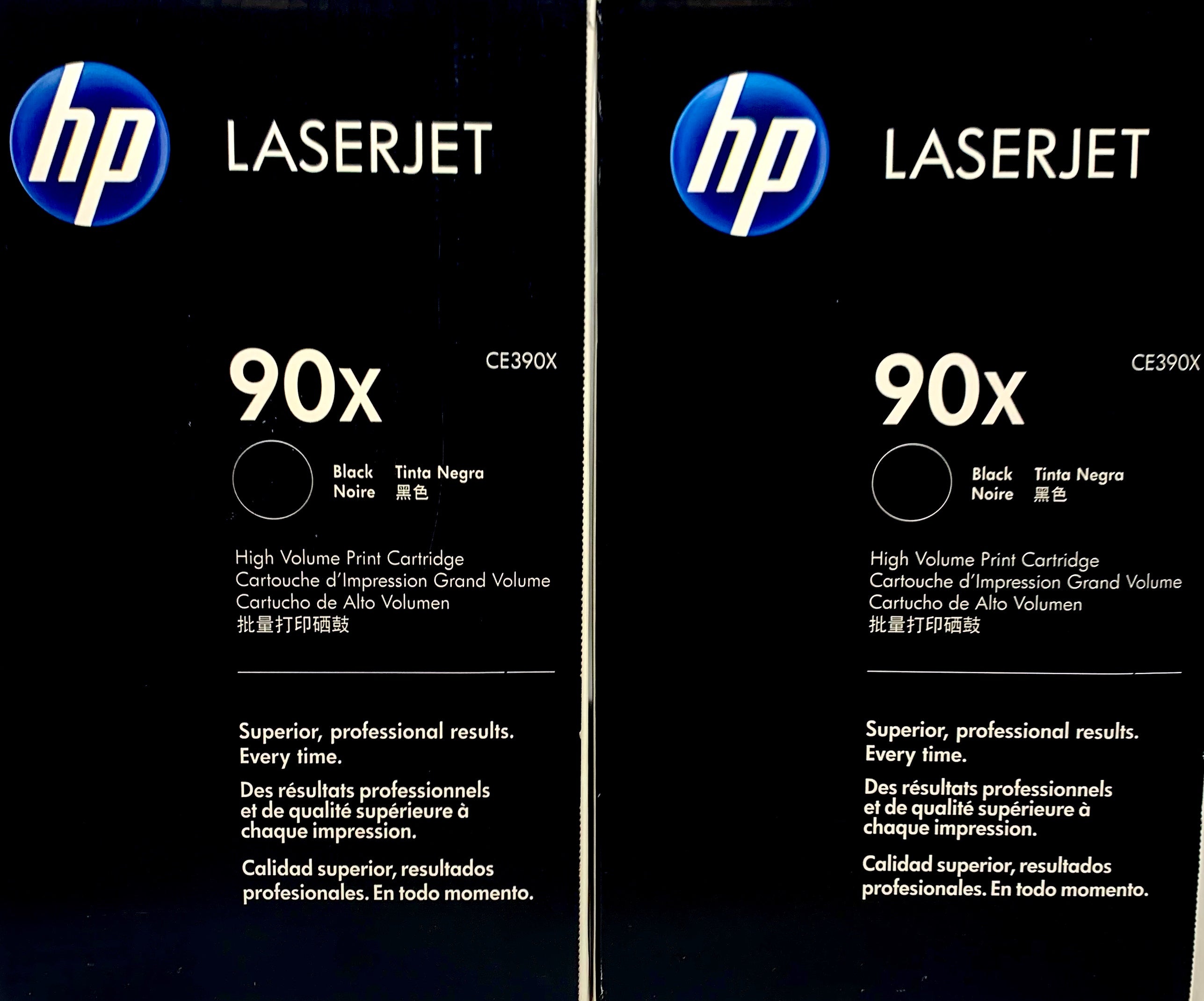 Genuine HP 90X 2-Pack CE390XD Black High-Yield LaserJet Toner Cartridges Dual Pack