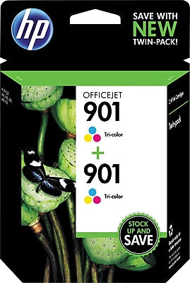Genuine HP 901 Tri-Color Ink Cartridge, Standard Yield, 2/Pack