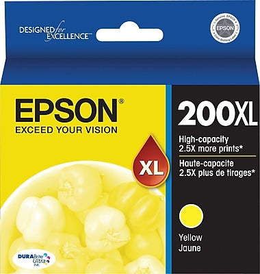 Genuine Epson 200XL Yellow Ink Cartridge, High Yield (T200XL420-S)